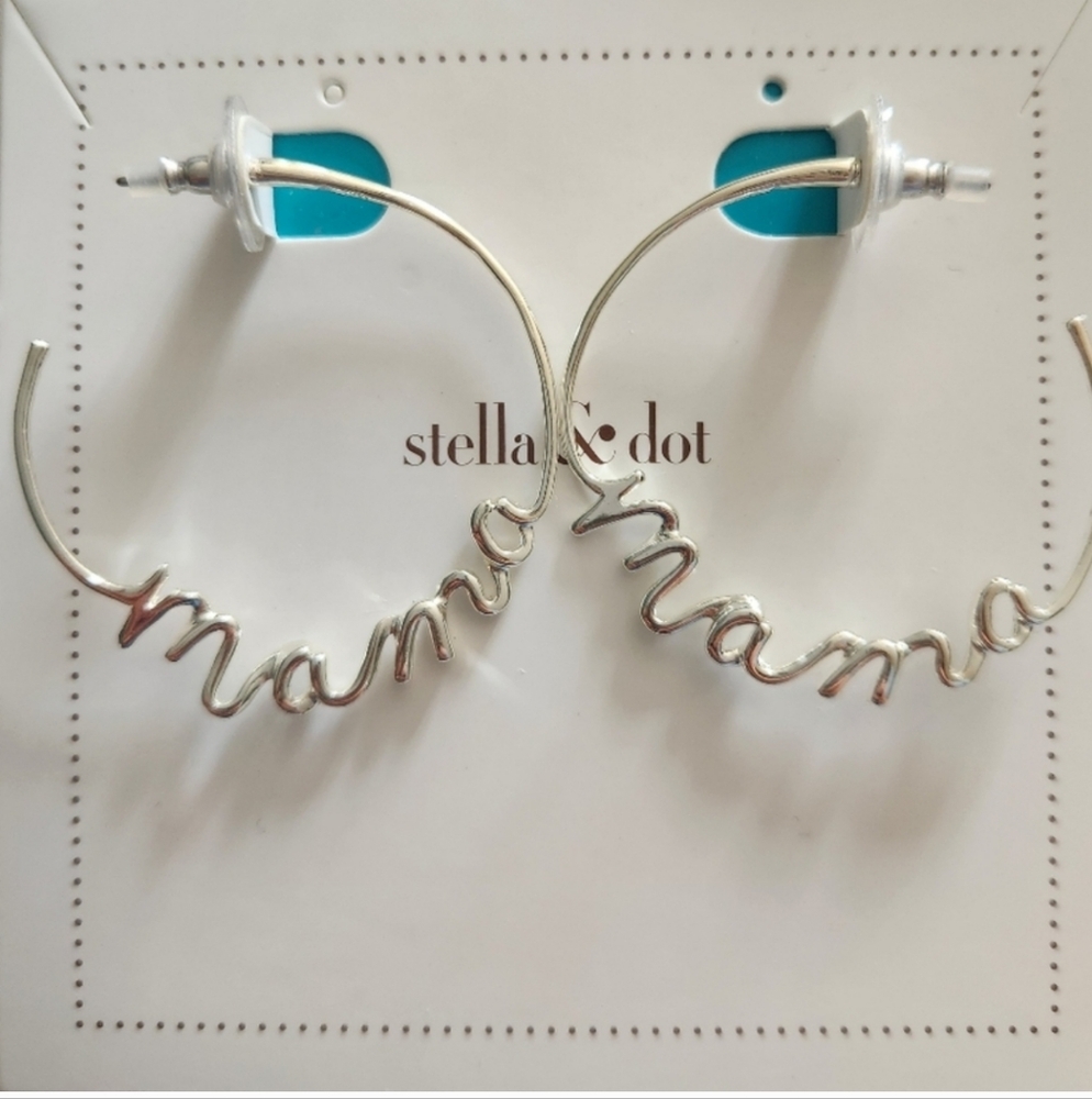 Stella & Dot Silver 'Mama' Hoop Earrings